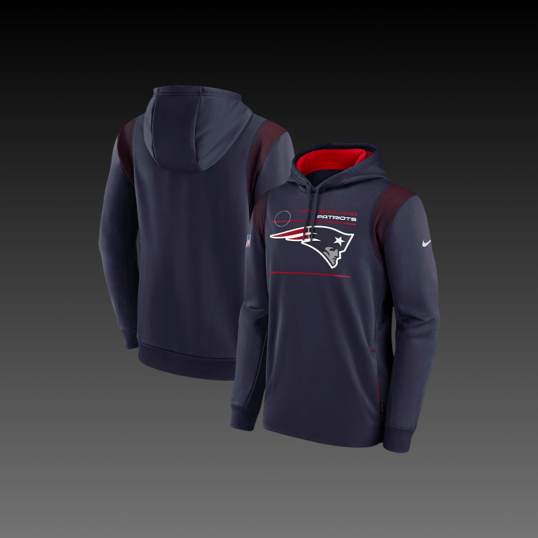 New England Patriots Navy Blue Performance Long Sleeve Pullover Hoodie