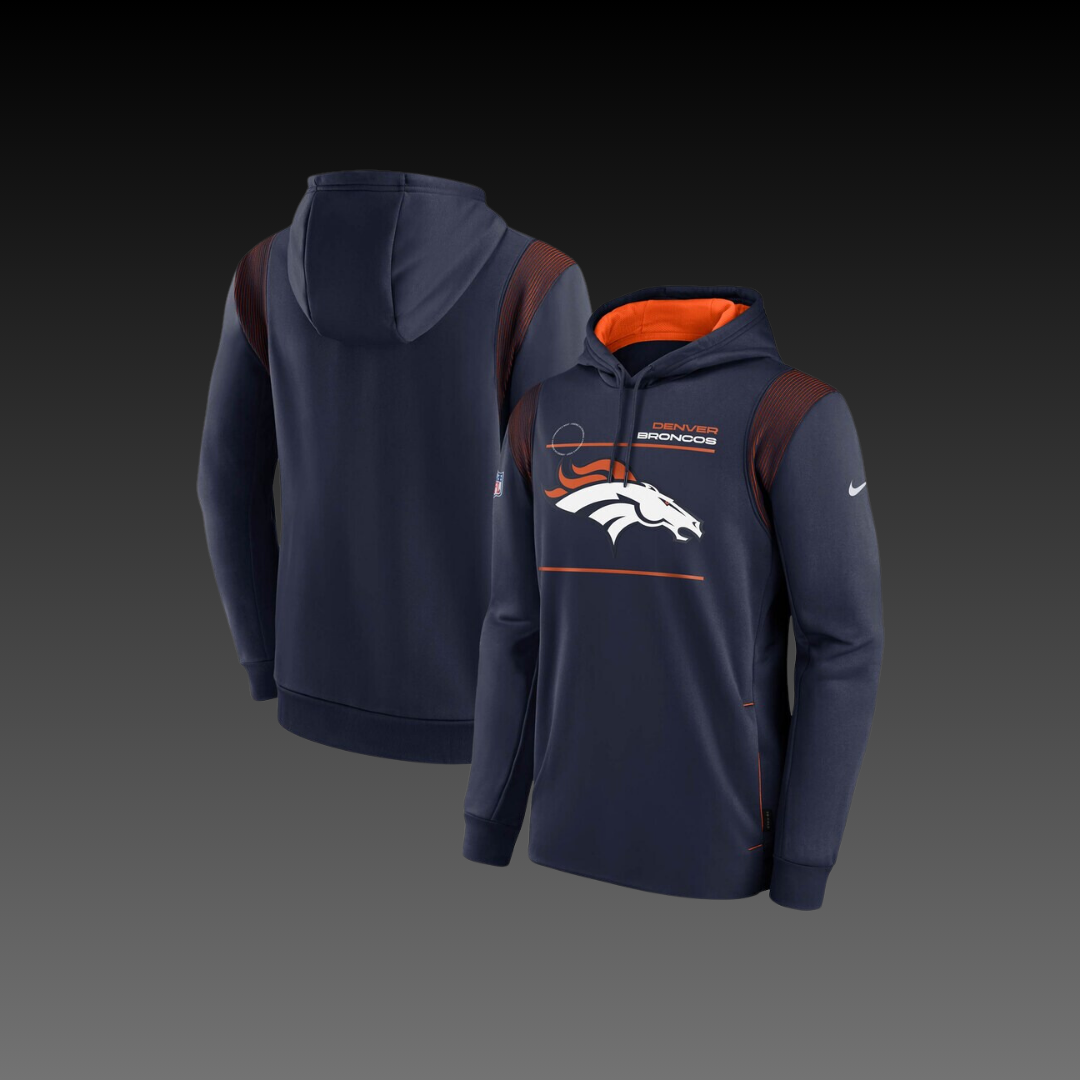 Denver Broncos Navy Blue Performance Long Sleeve Pullover Hoodie