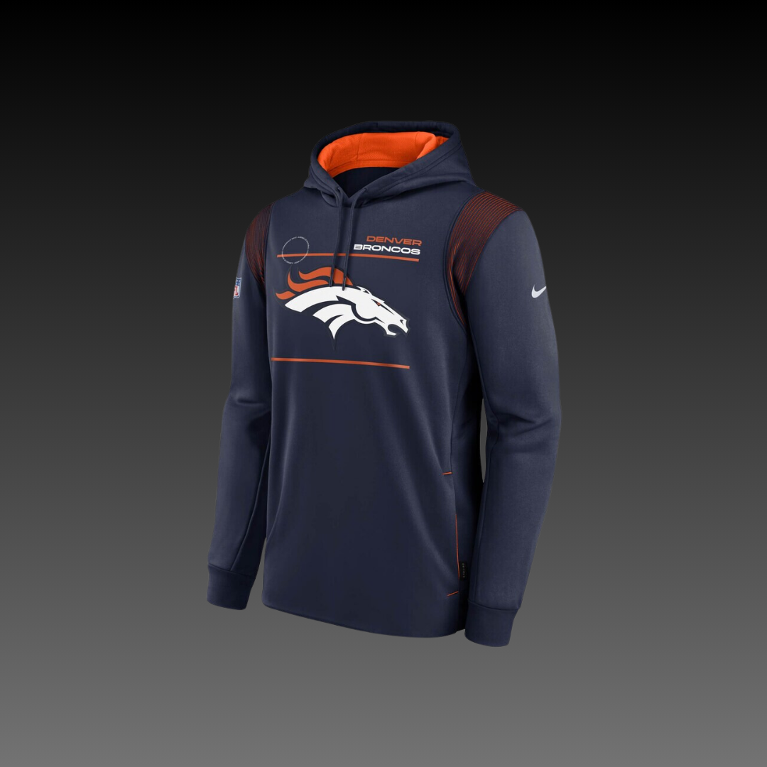 Denver Broncos Navy Blue Performance Long Sleeve Pullover Hoodie