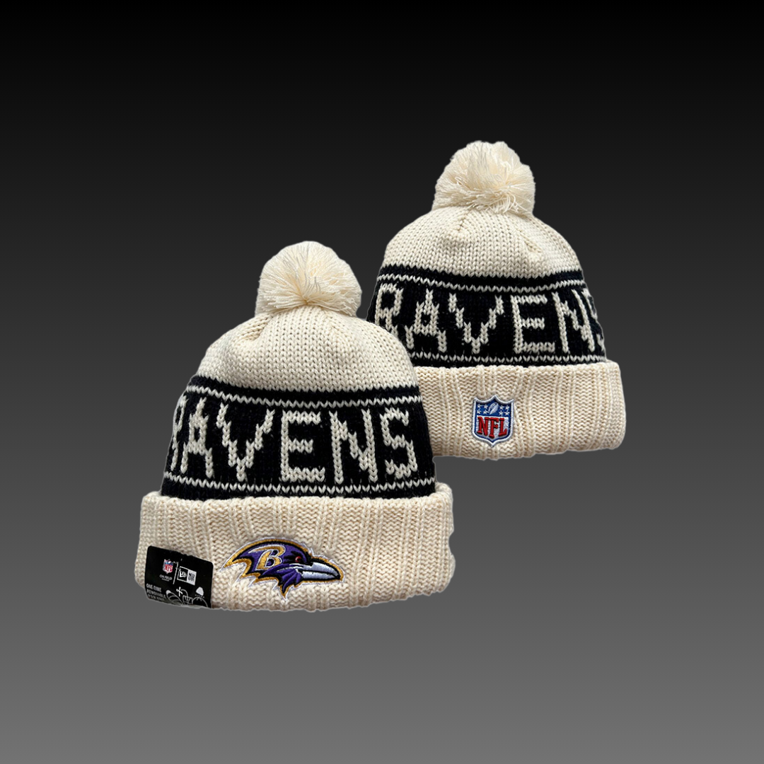 Baltimore Ravens Cream Knitted Beanie